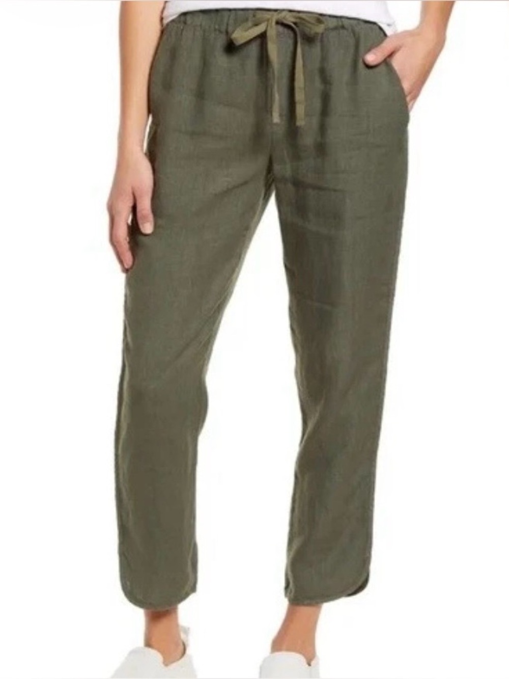 Caslon Sz XL 100% Linen Green Pants India Women’s  elastic drawstring